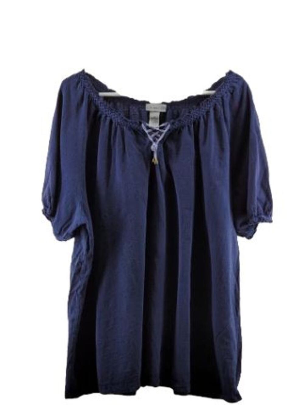 Catherines Dark Wash Blue Chambray Denim Lace-Up Mini Dress Women's Size 2X